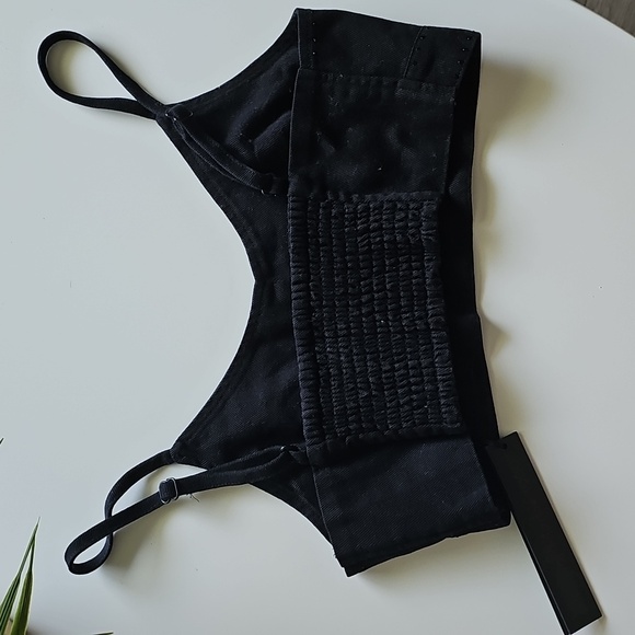 NWT House Of Harlow Black Denim Women's Crop Top - Picture 3 of 6